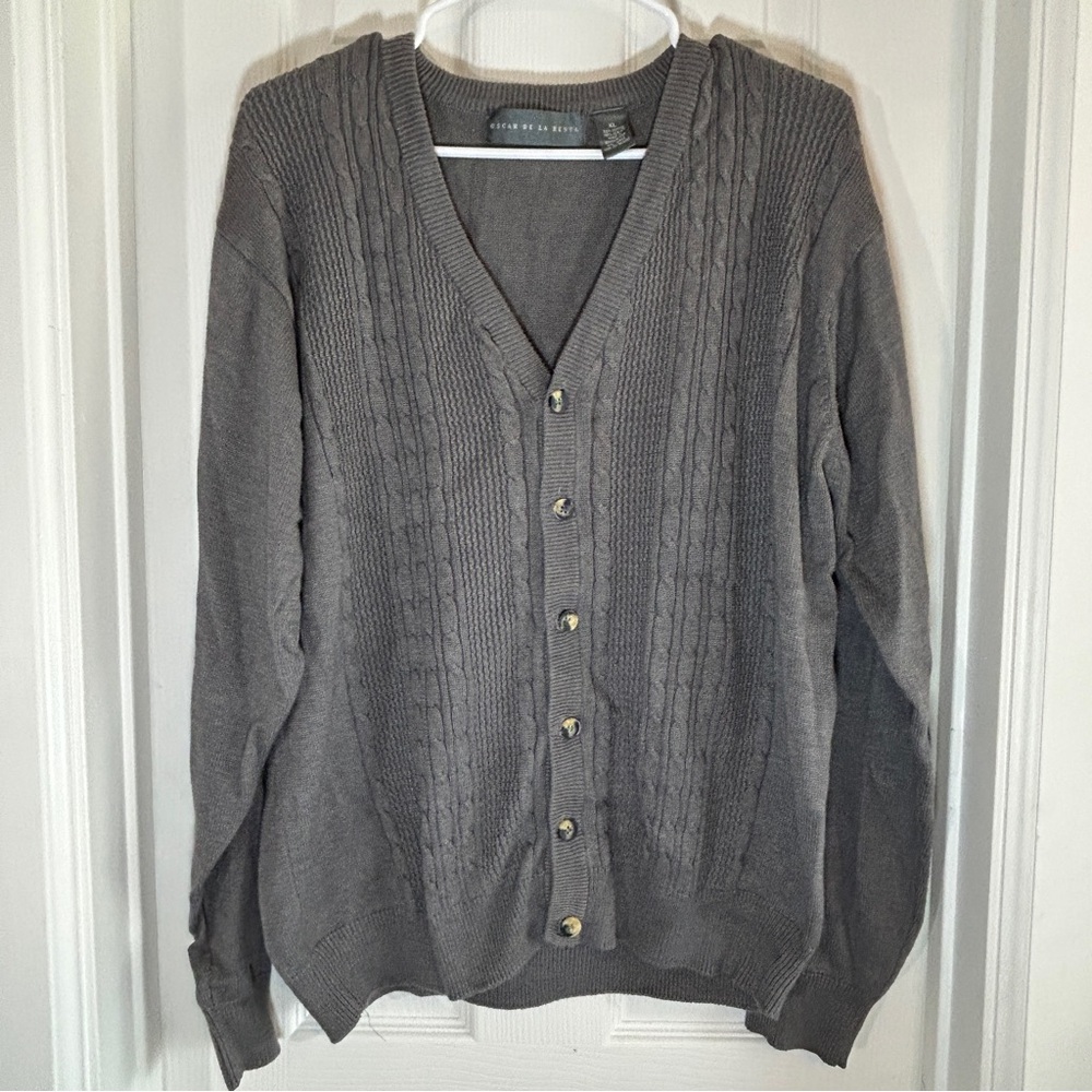 Oscar de la Renta Vintage Charcoal Cardigan Men’s Size XL Y2K